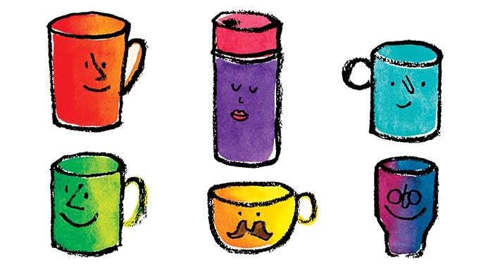 Colorful coffee cups representing diversity