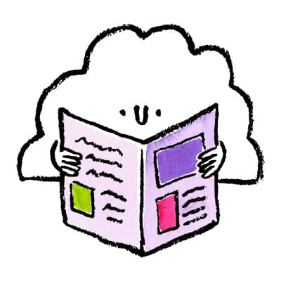 a cloud reading a newspaper